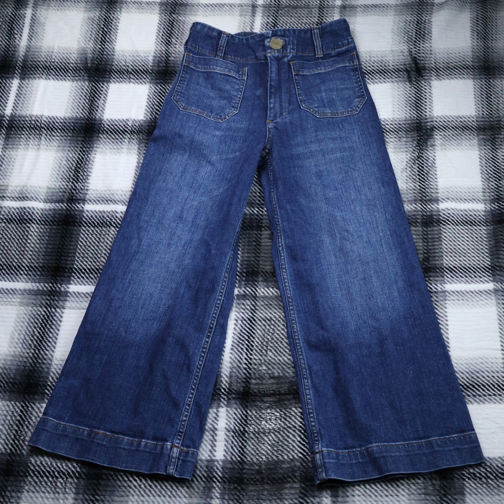 Maeve The Colette Wide Leg Jeans Blue Denim High Rise Cropped Pants 25